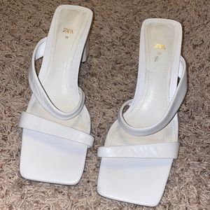 Zara white low heel sandals